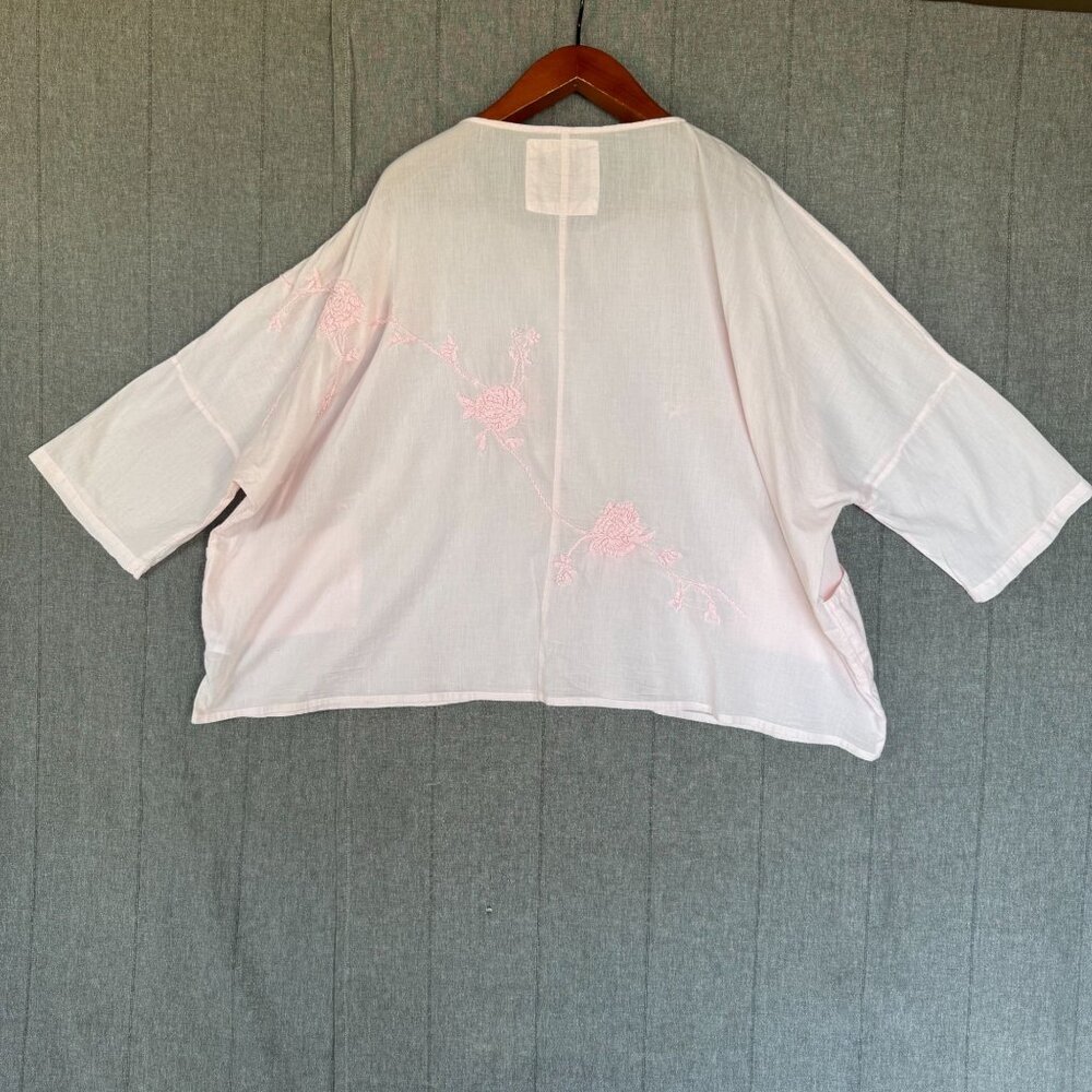 Light Pink Embroidered Cotton Tunic Top - Lily & Co. - Picture 7 of 12